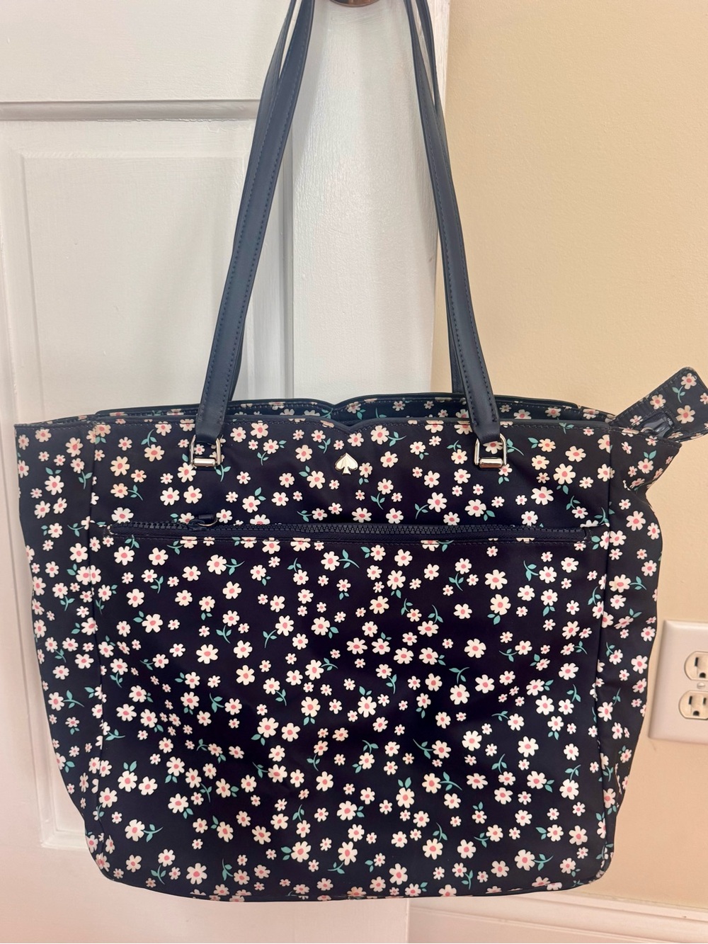 kate spade Navy Tote with Pink and White Daisy Print - Picture 3 of 5